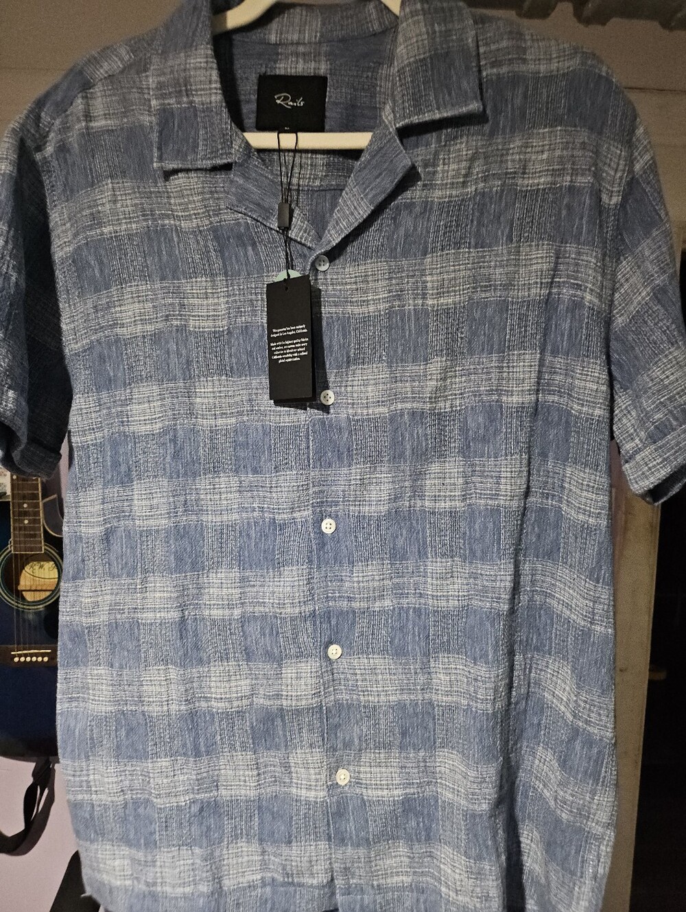 Blue Plaid Short-Sleeve Button-Up Shirt